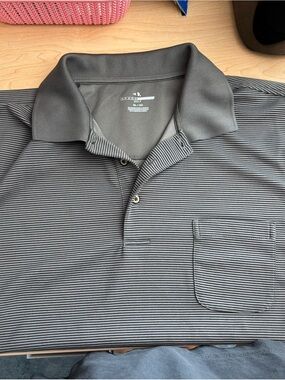 Greg Norman Collection Men’s Charcoal Micro-Stripe Polo